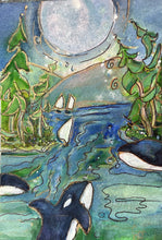 Load image into Gallery viewer, Orca Current  5&quot;X7&quot; Watercolour Original
