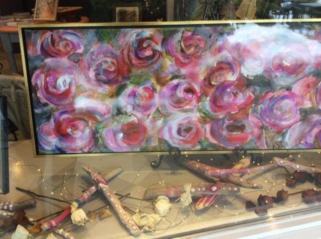 Roses Blooming in the Gallery Window