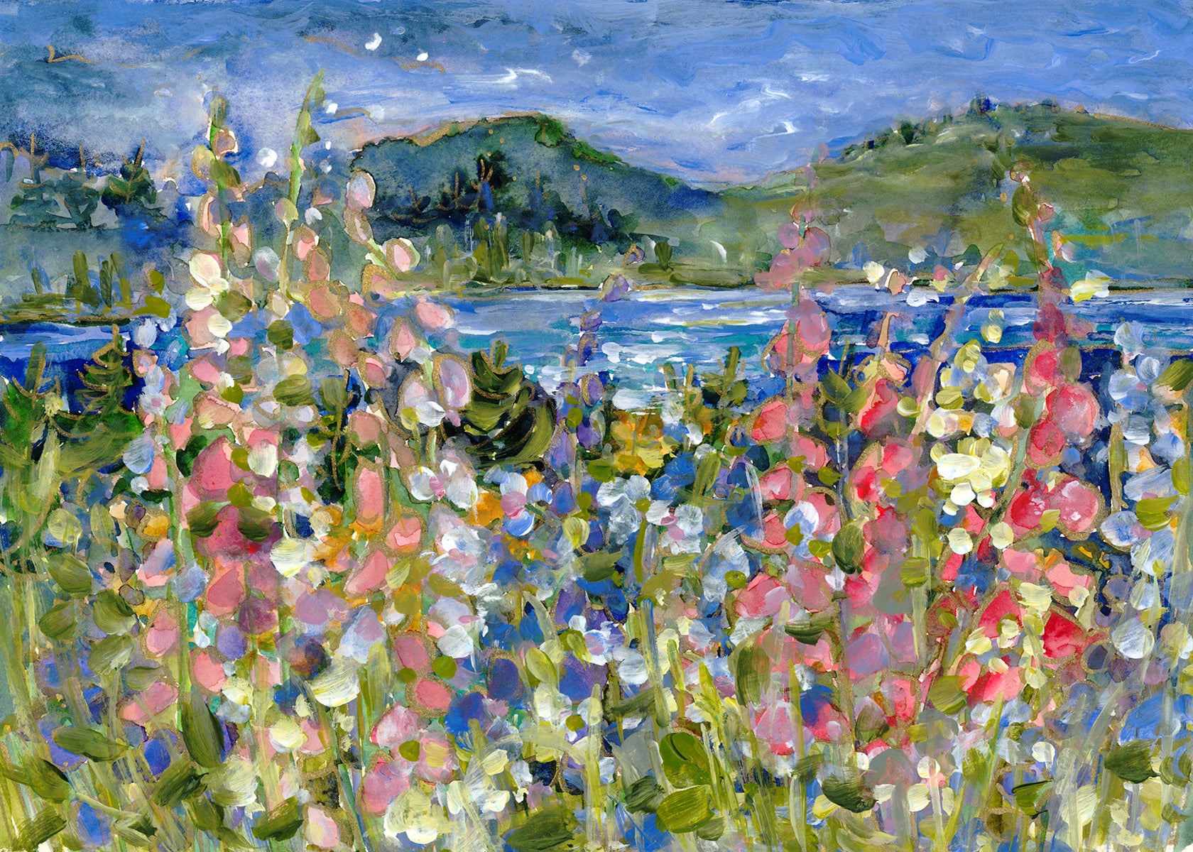 “Foxglove over Trincomali” auction 24x36 Limited Edition Canvas reproduction #11/400