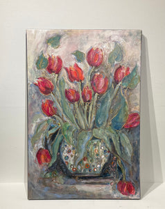 “Tulips in Glass “ 16x24inch Original EnhancedCanvas Limited Edition  #31/400