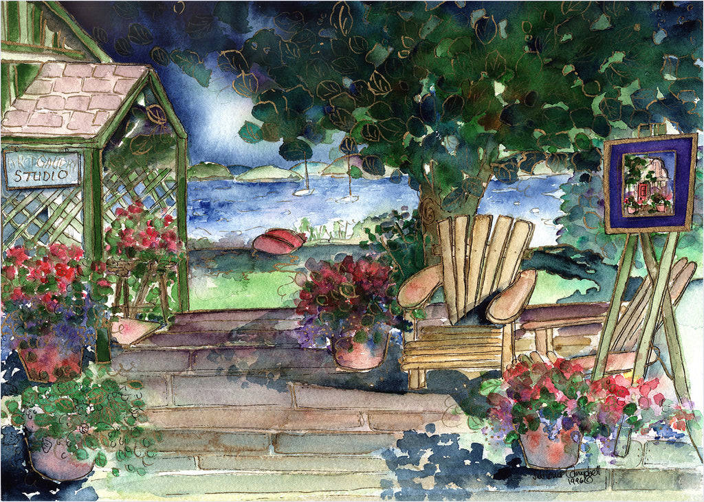 Gallery By The Sea: 5"X7" Art Print with White Frame