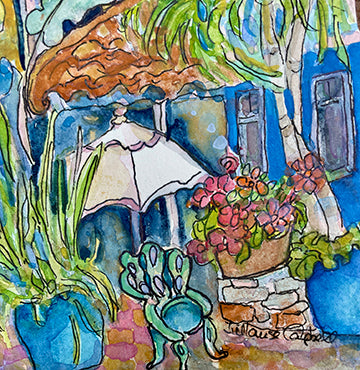 Blue Pots original watercolour
