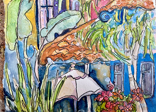 Blue Pots original watercolour