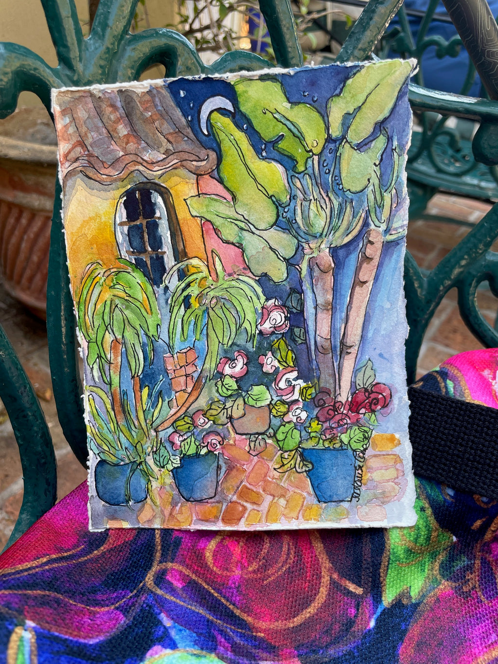 "Palm and Banana Leaf"  original watercolour,