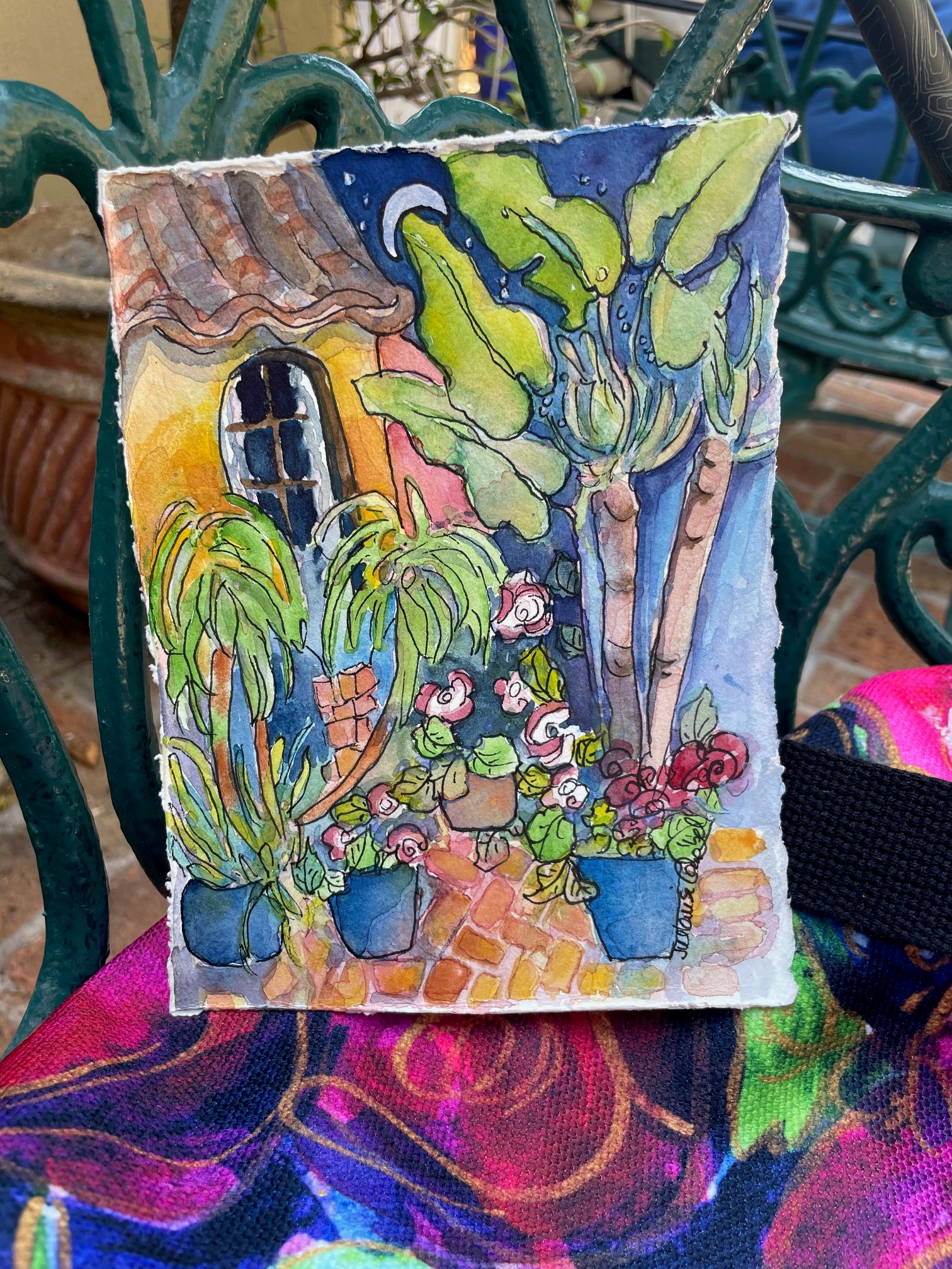 "Palm and Banana Leaf"  original watercolour,