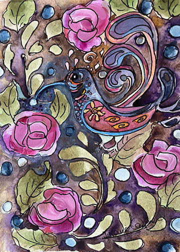 "Plummed Hummingbird" original painting