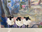 “Singing Sheep to the Moon".  Original Mixed Media