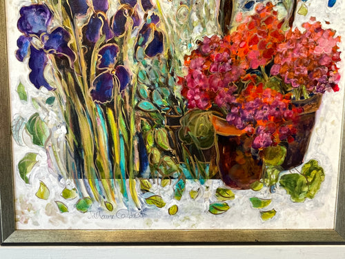 Iris and Geraniums