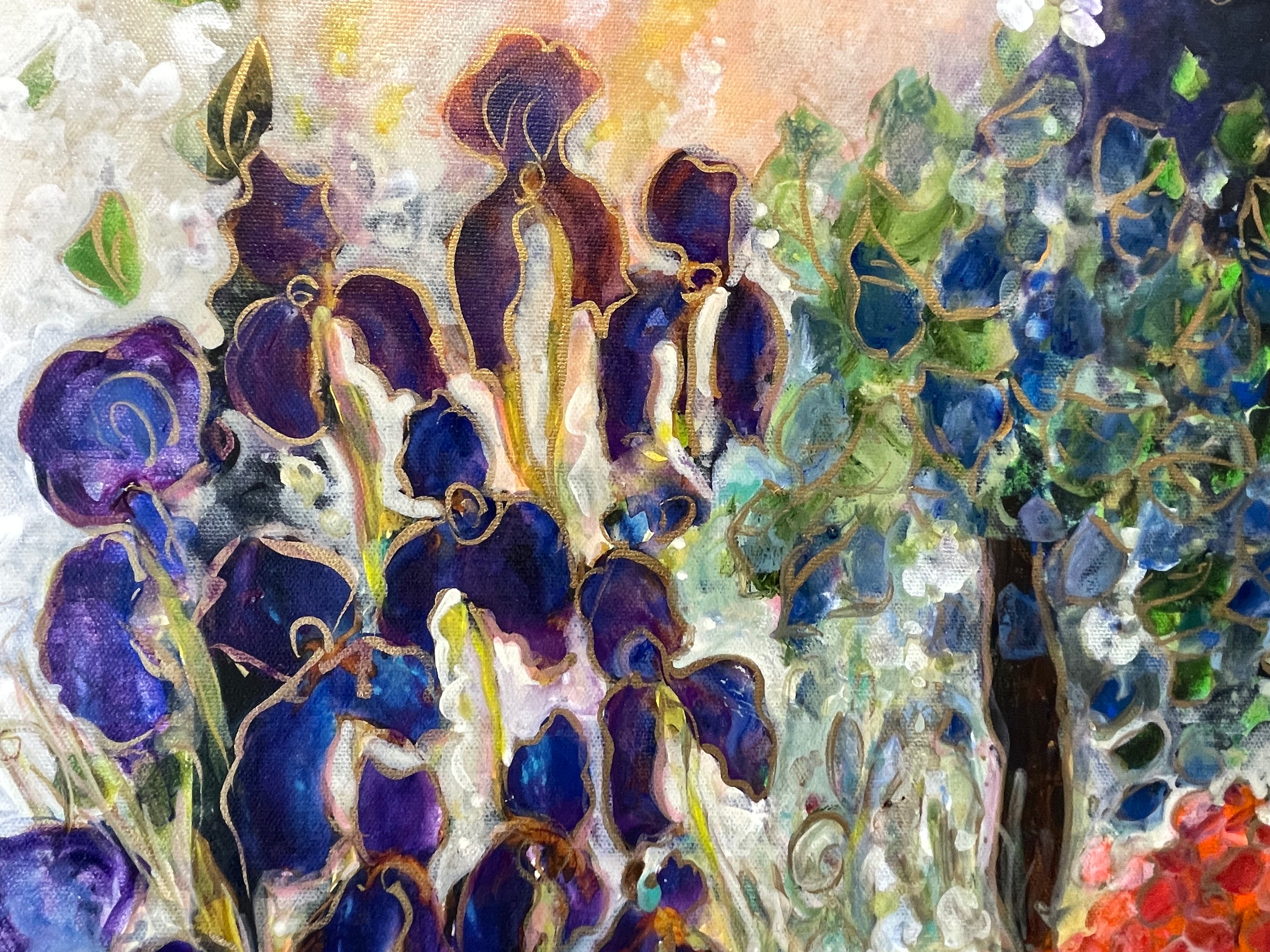 Iris and Geraniums.  Enhanced Ltd Edition 10/400