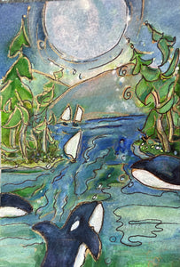 Orca Current  5"X7" Watercolour Original