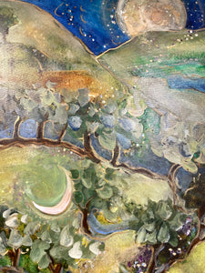 SOLD -Walking to the Moon  17"X48"      Enhanced Canvas #8/200