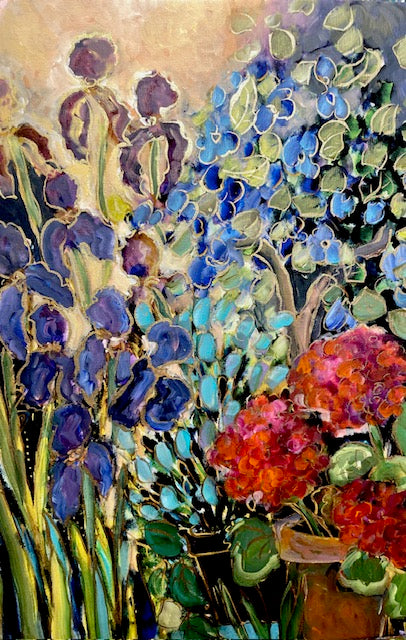 Iris & Geraniums (two)-  Limited Edition with Original Enhancing