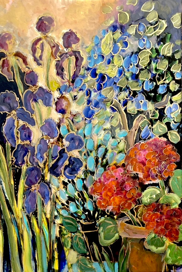 Iris & Geraniums (two)-  Limited Edition with Original Enhancing