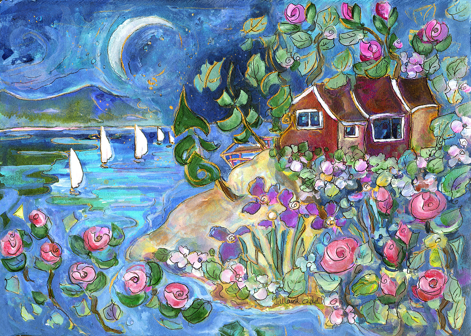 “Roses in the Sky” auction 16x24 inch Canvas reproduction #10/400