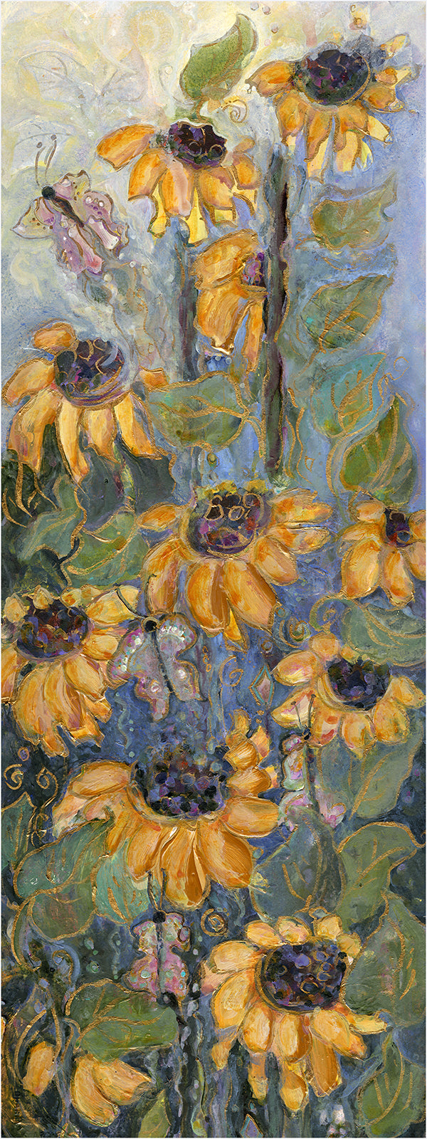 “Sunflowers and Butterflies”auction 17”x48”Canvas Limited Edition  #13/400