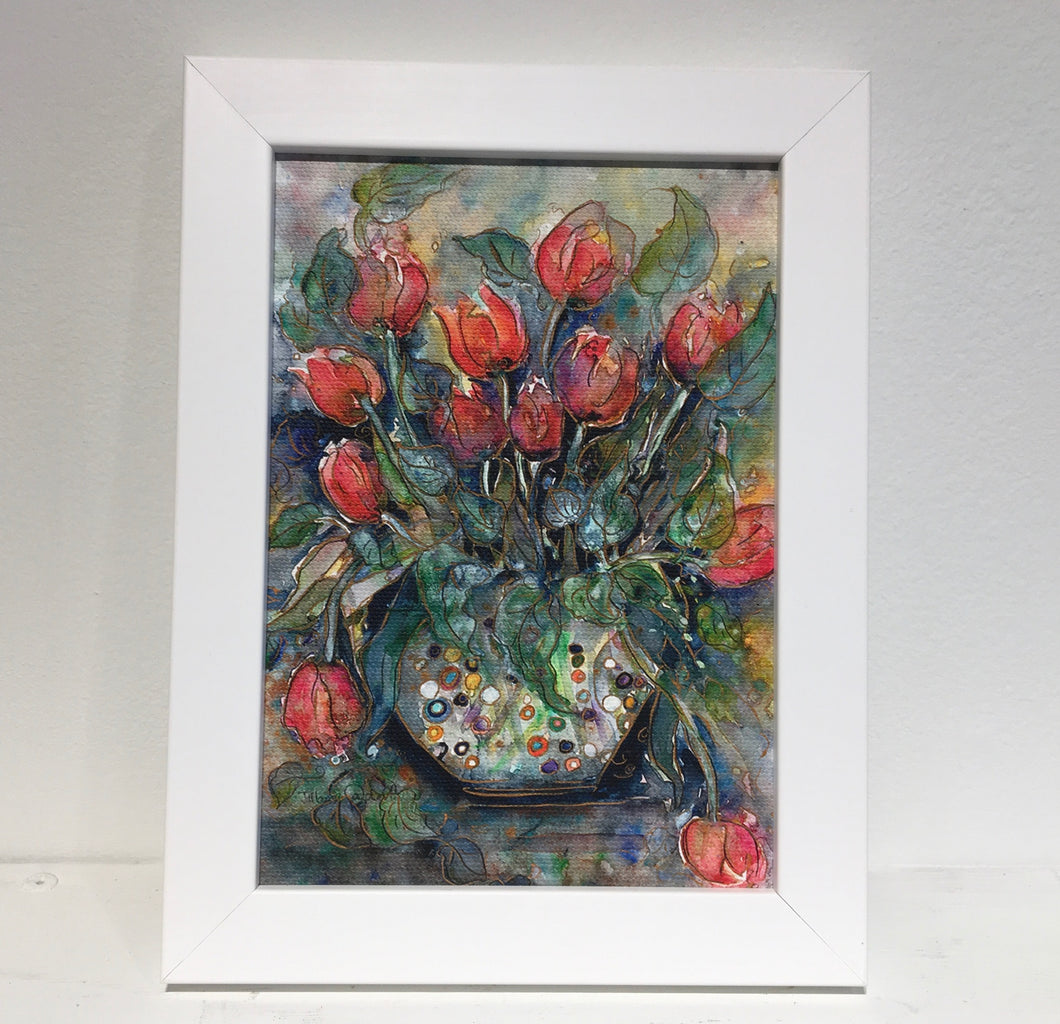 Tulips in Glass:     5X7  Art Gift