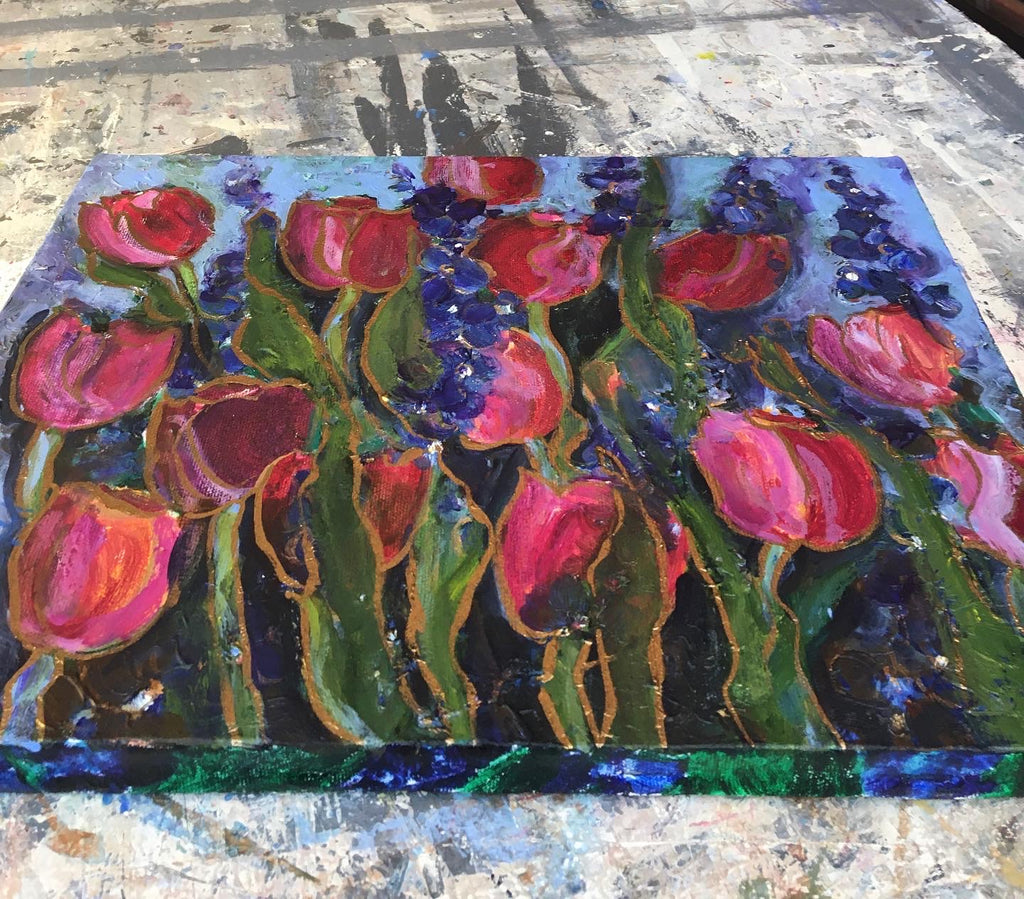 Tulips in Bloom  Original Acrylic on Canvas  16" X 20"