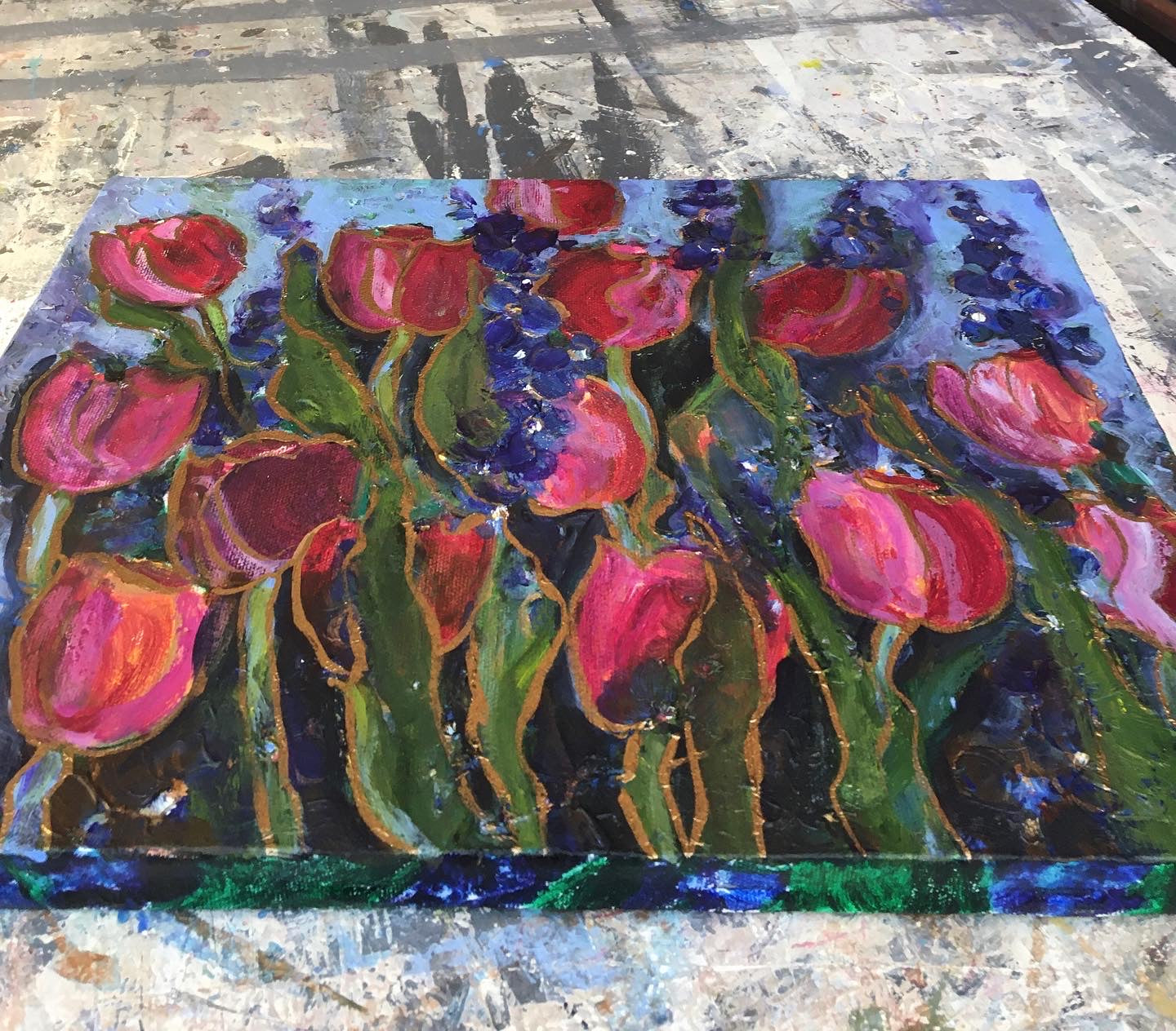 Tulips in Bloom  Original Acrylic on Canvas  16