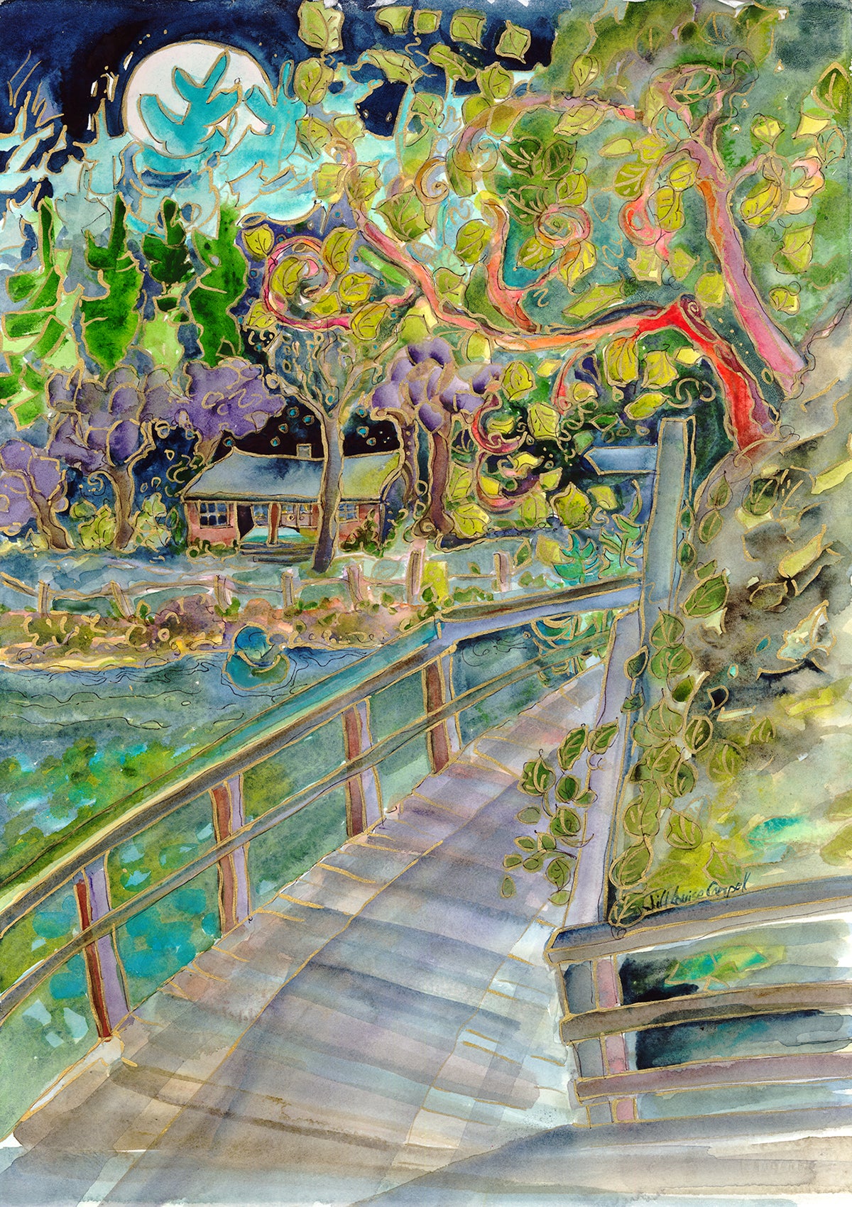 Bold Bluff Under Wolf Moon : Art Print