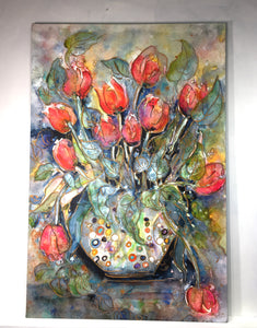 Tulips In Glass: Edition #8 : Medium 24”x36”