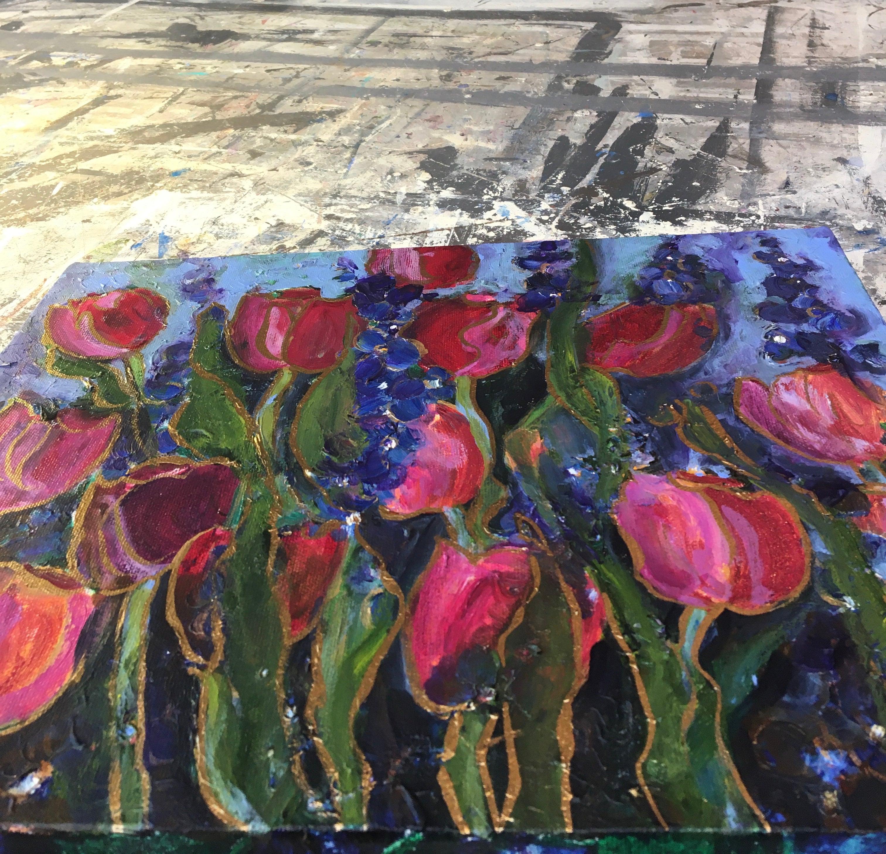 Tulips in Bloom  Original Acrylic on Canvas  16" X 20"