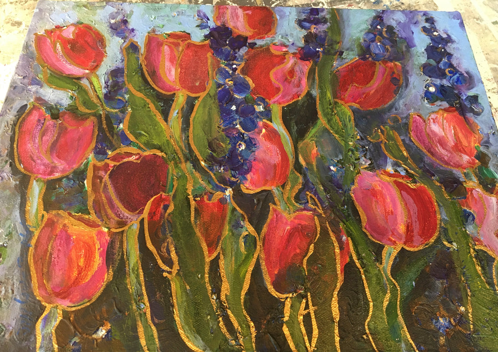 Tulips in Bloom  Original Acrylic on Canvas  16" X 20"