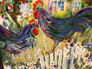 SOLD ..ROOSTERS AT APPLEGATE COTTAGE.....  Enhanced Ltd Edition #190/400