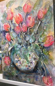 Tulips In Glass: Edition #31 : Small 16”x24”