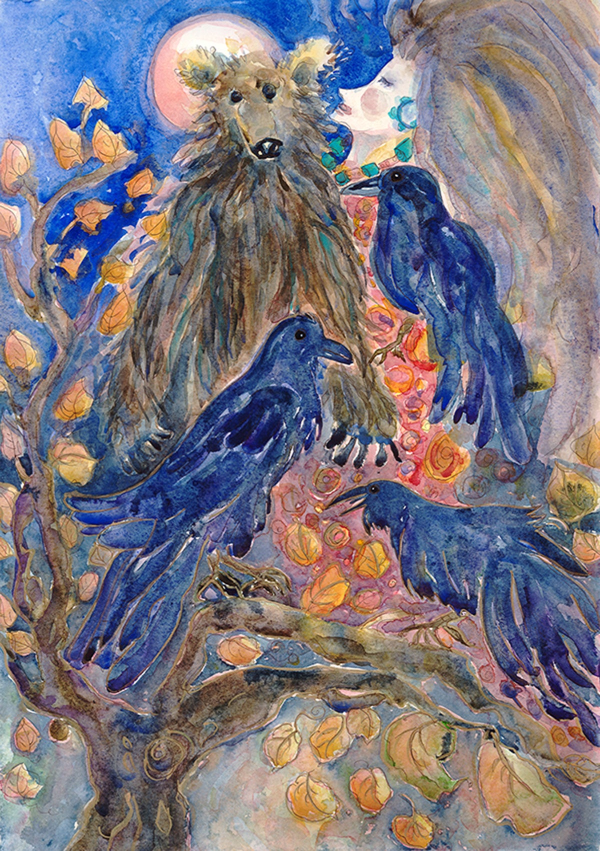 Ravens and Bear : Art Print