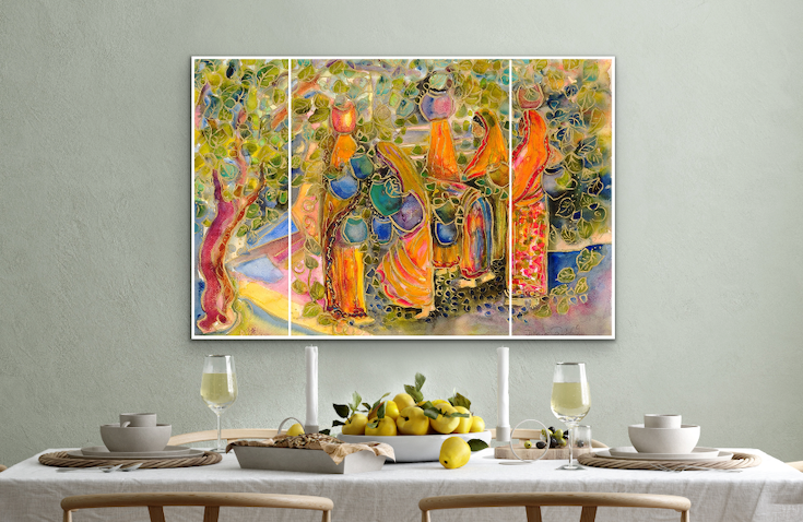 Taking Turns at the Well : Triptych Canvas Limited Edition