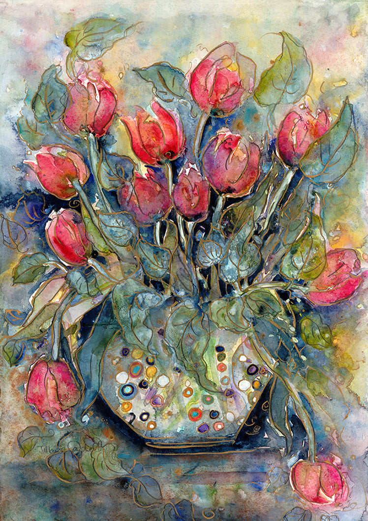 Tulips in Glass : Art Print