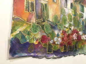 Le Jardin, pots de fleurs : Original Artwork 5.5”x7.25”