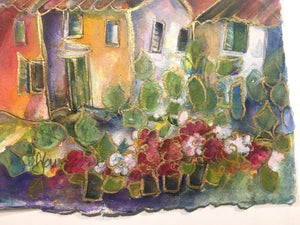 Le Jardin, pots de fleurs : Original Artwork 5.5”x7.25”